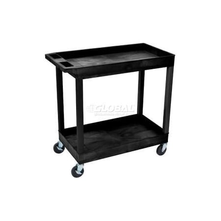 Luxor Luxor Plastic Utility Cart w/2 Shelves, 400 lb. Capacity, 35-1/4"L x 18"W x 36-1/4"H, Black EC11-B